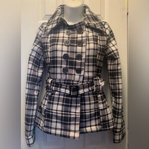 ASHLEY Women’s Shirt Plaid Belted Jacket Coat Size S